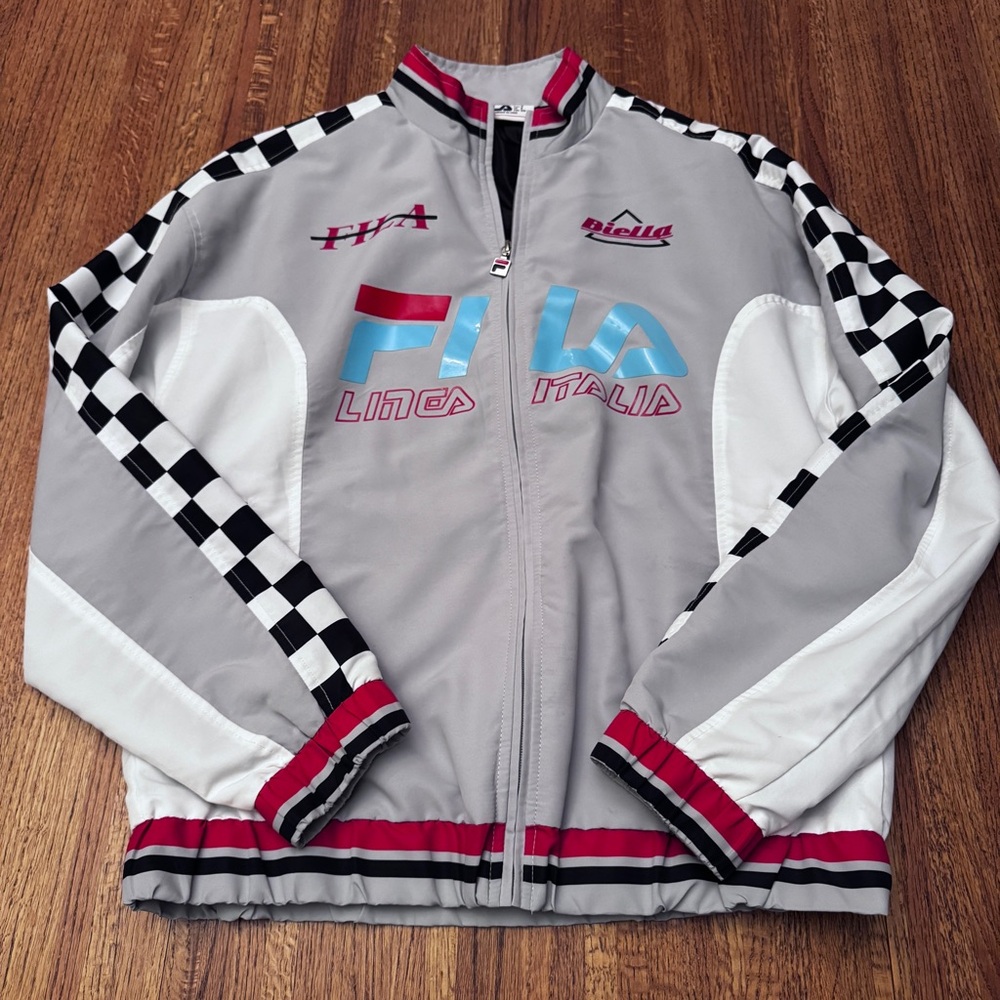 FILA Jacket like new Men’s Medium Biella Full Zip Linea Italia Racing White Gray
